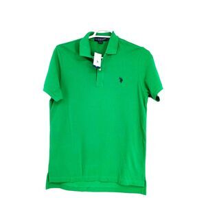 US Polo Assn. Mens Shirt Size Meduim Green 100% Cotton Pullover Short‎ Sleeve